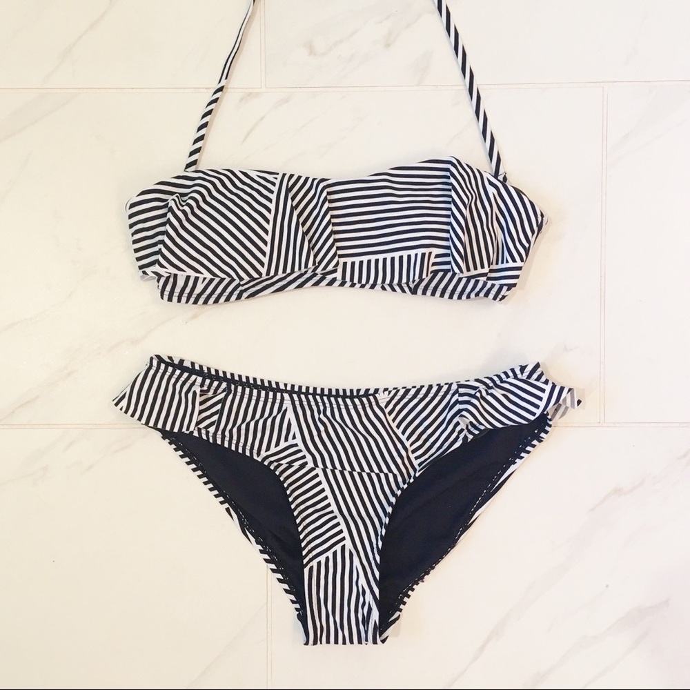 Black and White Stripe Bikini